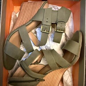 Women's Olive Green Wedge Sandals